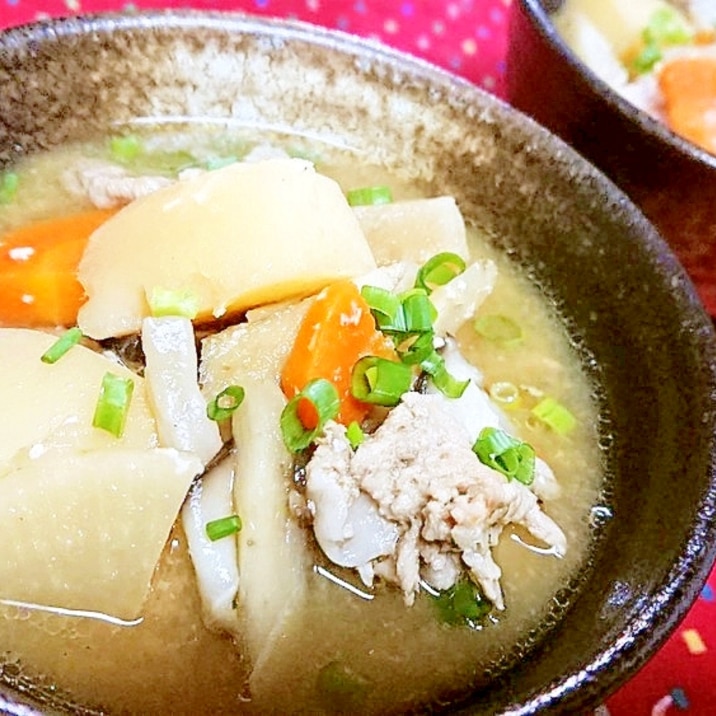 レンチンで楽チン【豚汁】&【リメイク)豚汁うどん】